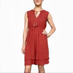 Emerson Fry rust/ brick/ terracotta tassel dress
